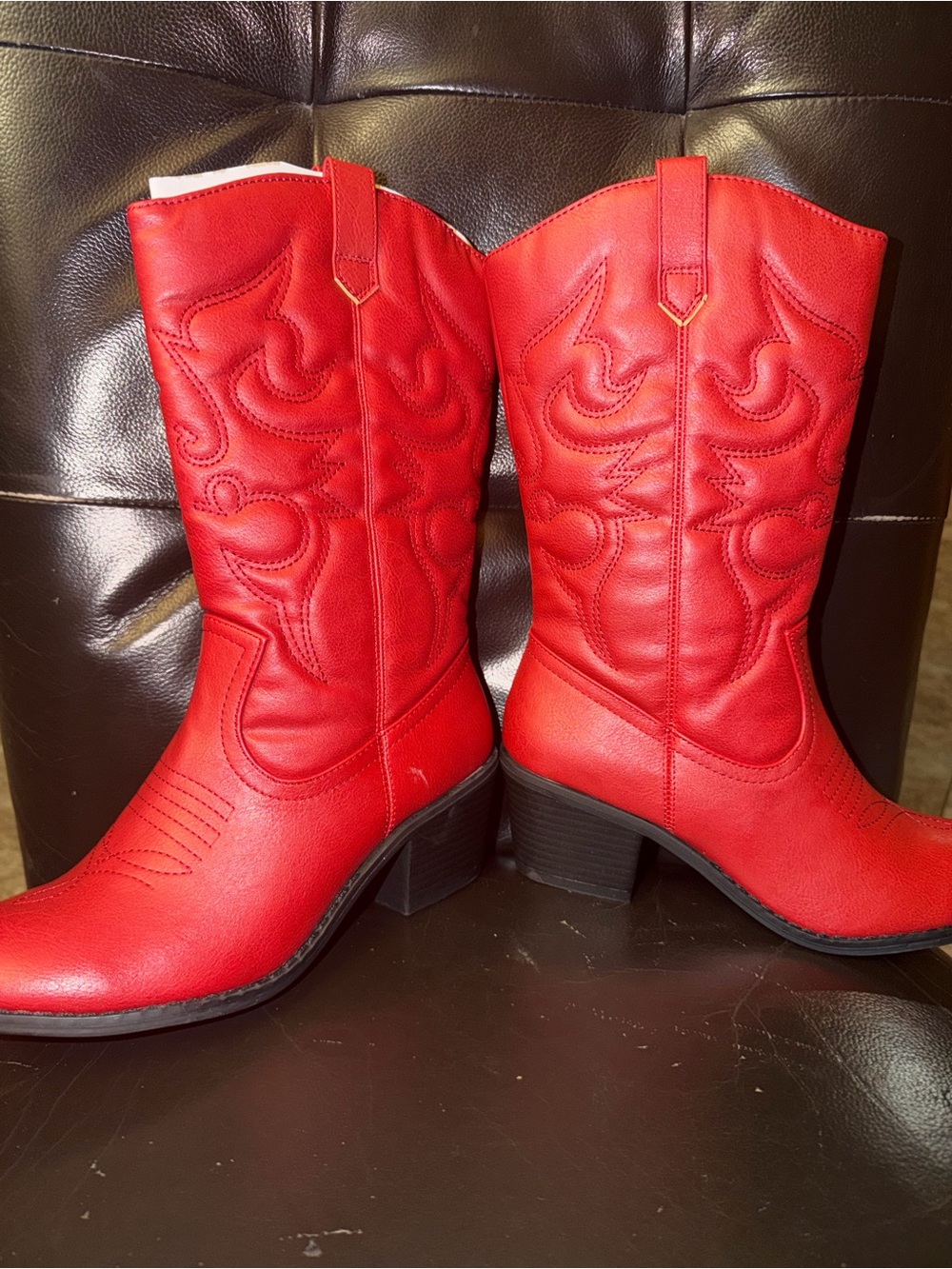 Red Western Mid-Calf Women's Boots
